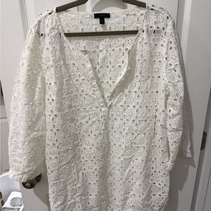 J.Crew White Eyelet Swim Cover Up Tunic Size XL